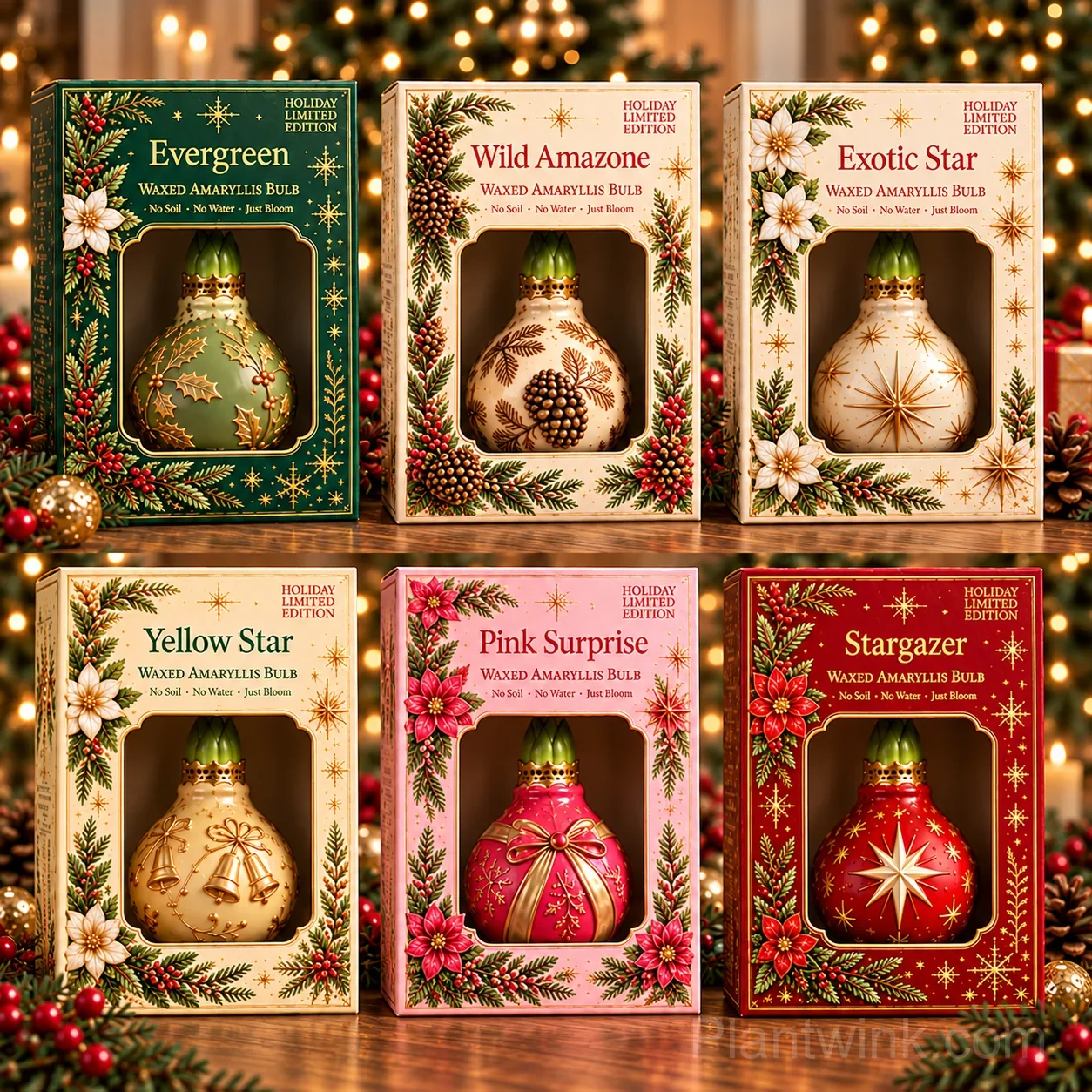 Rare Holiday Waxed Amaryllis Bulbs – 6 Festive Varieties, No Soil or Water Needed detail